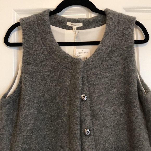 NWT Pleione Wool Duster Vest with Snaps, sz S. - Picture 2 of 4